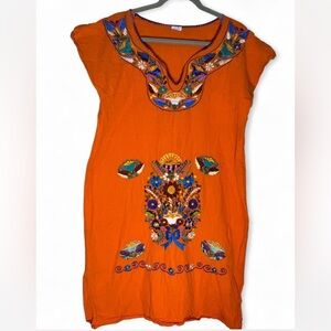 Elegant Orange Embroidered Tunic